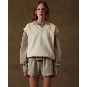 Essentials Cream & Tan Vest Sweater - Size Medium